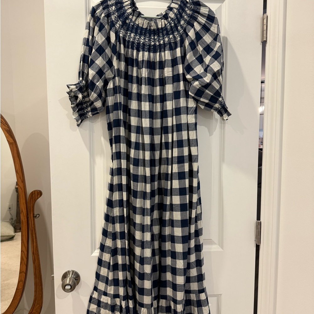 DOEN x HTH Whisper Dress in Navy Gingham - Picture 3 of 9